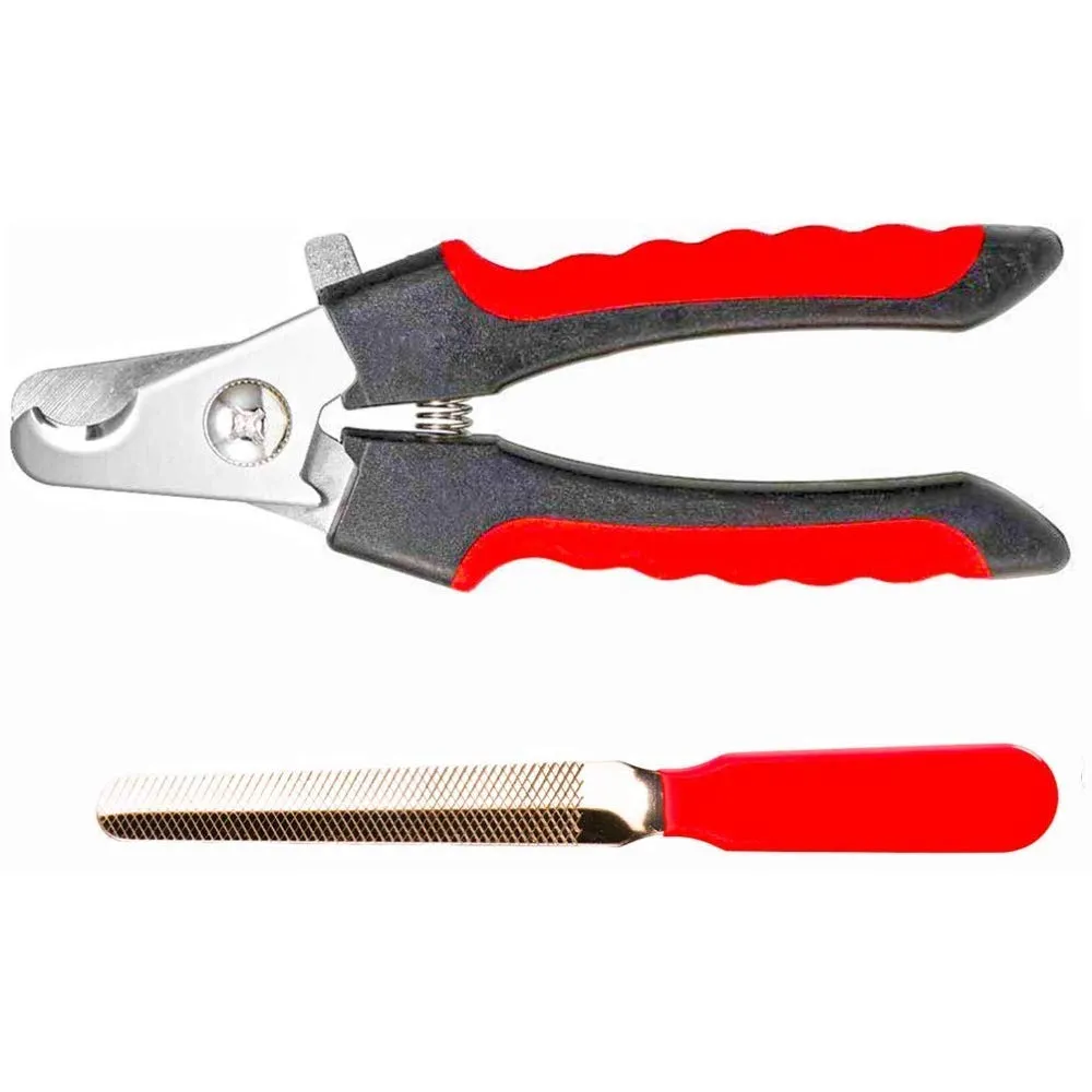 Petwag Professional Pet Nail Clipper & Nail File Set | Safe Stainless Steel Dog & Cat Nail Trimmer with Anti-Slip Grip